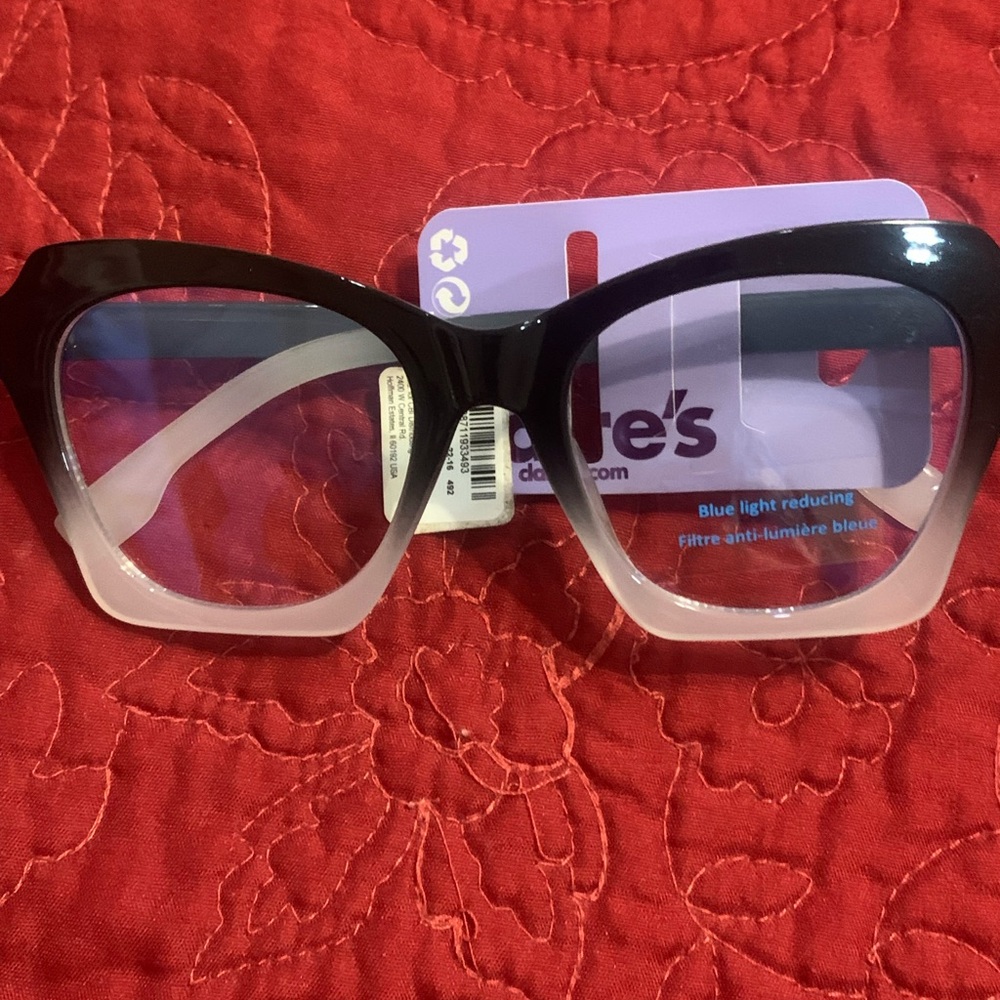 NWT Claire's Solar Blue Light Reducing Block Frames black to white ombré design